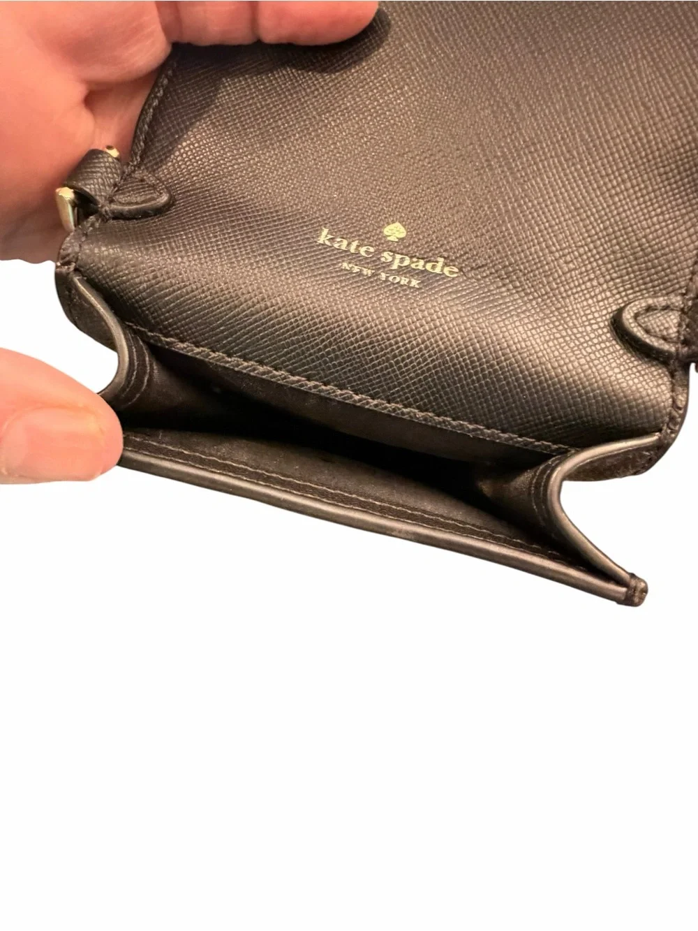 Kate Spade Staci North South Flap Phone Crossbody Bag Black Leather Purse Travel